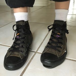 Distressed black converse